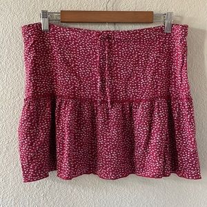Brandy Melville red ditsy floral mini skirt OS